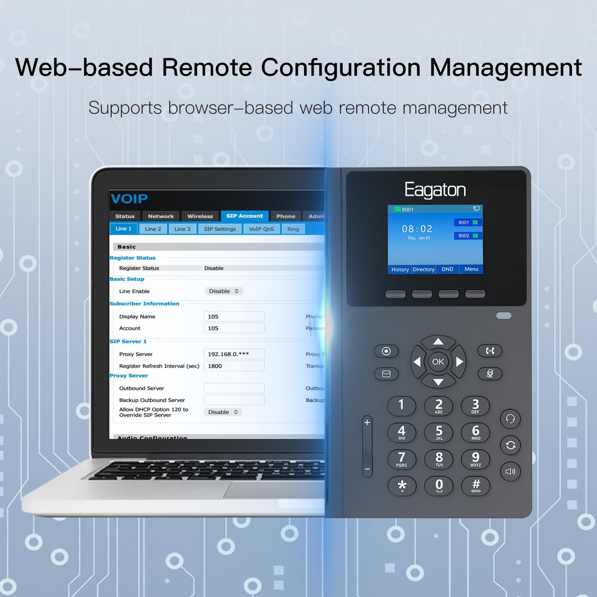 Eagaton T52P IP Phone,Office Phones Voip,2.4" Color Display, 2 SIP Accounts Business VoIP Phone, HD Voice,PoE Supported, Compatible with IPPBX&VoIP Providers, Includes Power Adapter for Home & Office