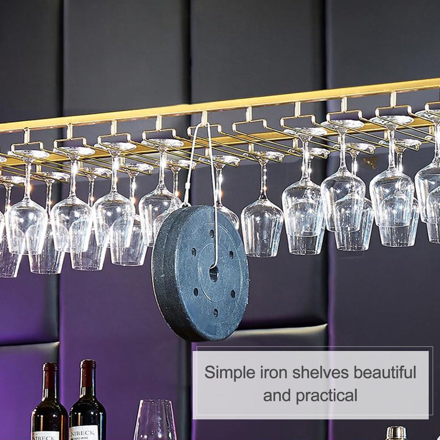GFRWKCEX Hanging Wine Ware Holder, Ceiling Mounted Suspended Shelf, Upside Down Goblet Organizer Racks, Floating Decorative Storage Shelf for Bar Counter Cafe(80x35cm(32x14inch))
