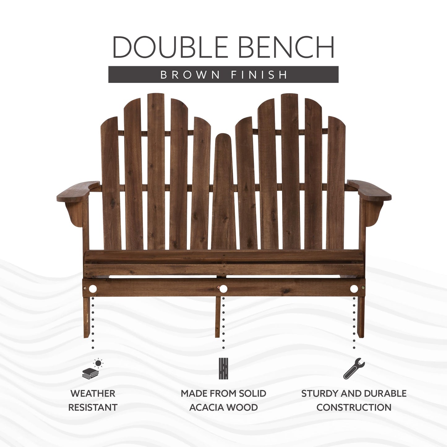 Linon Jayde Adirondack Double Bench, Teak