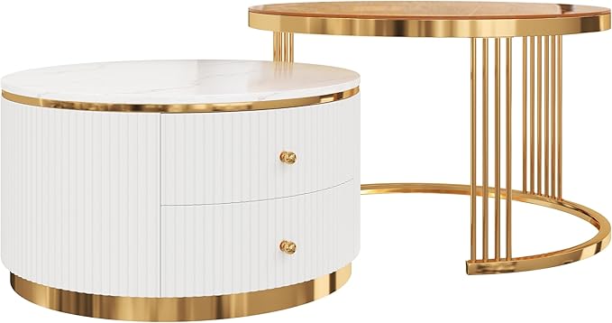 Merax 2-Piece Round Nesting Coffee Table Set