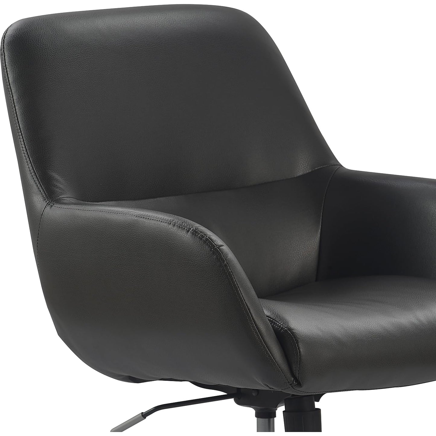 Tommy Hilfiger Forester Luxury Bonded Leather Home Office Chair, Modern Round Swivel Accent Seating with Arms, Adjustable Height and Recline, Charcoal Grey