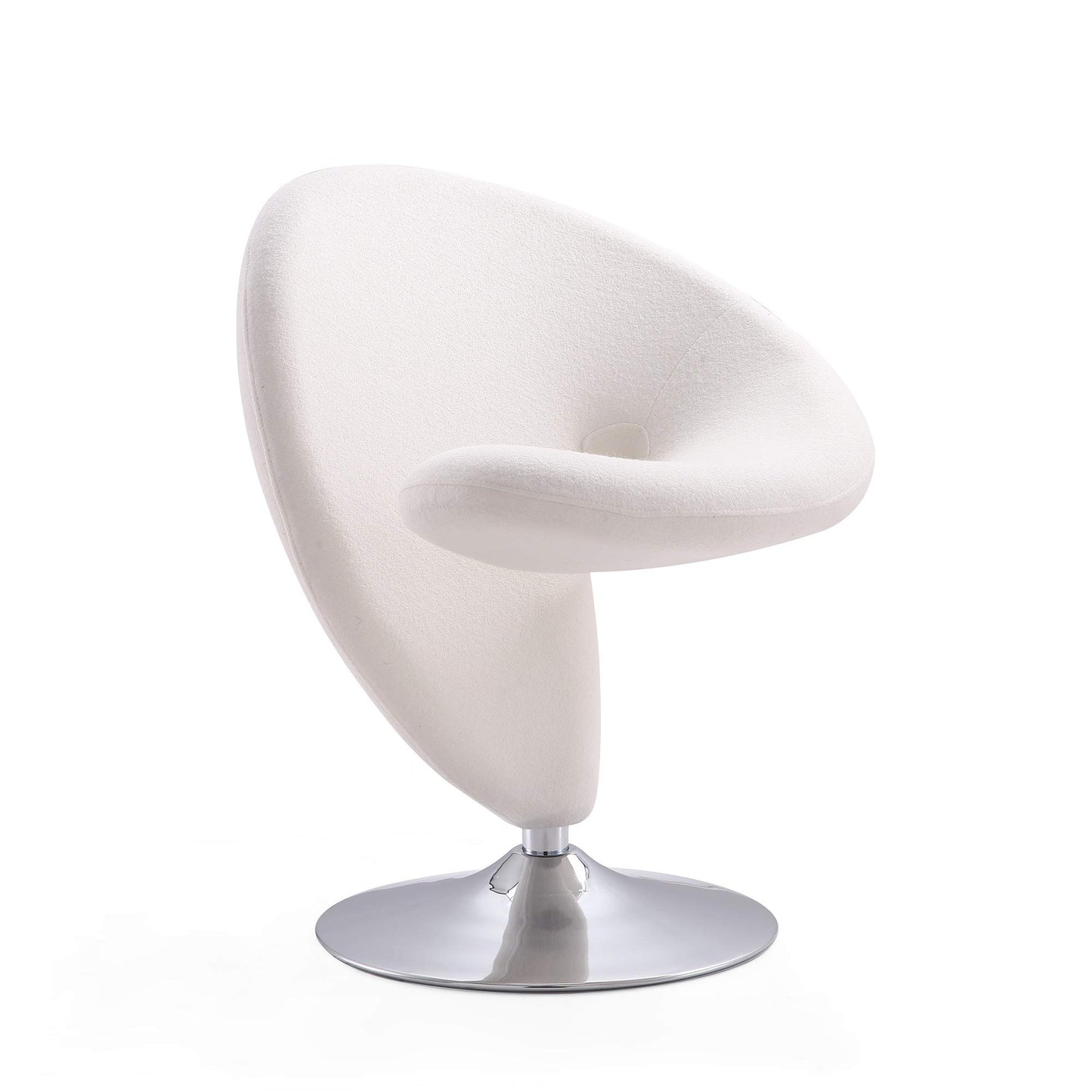 Manhattan Comfort Curl Swivel Accent Chair Set of 2 with 360° Turn, Fully Assembled, Upholstered in Wool Blend, Modern Ergonomic Design with Polished Chrome Base, Living Room & Office, Set of 2, Cream