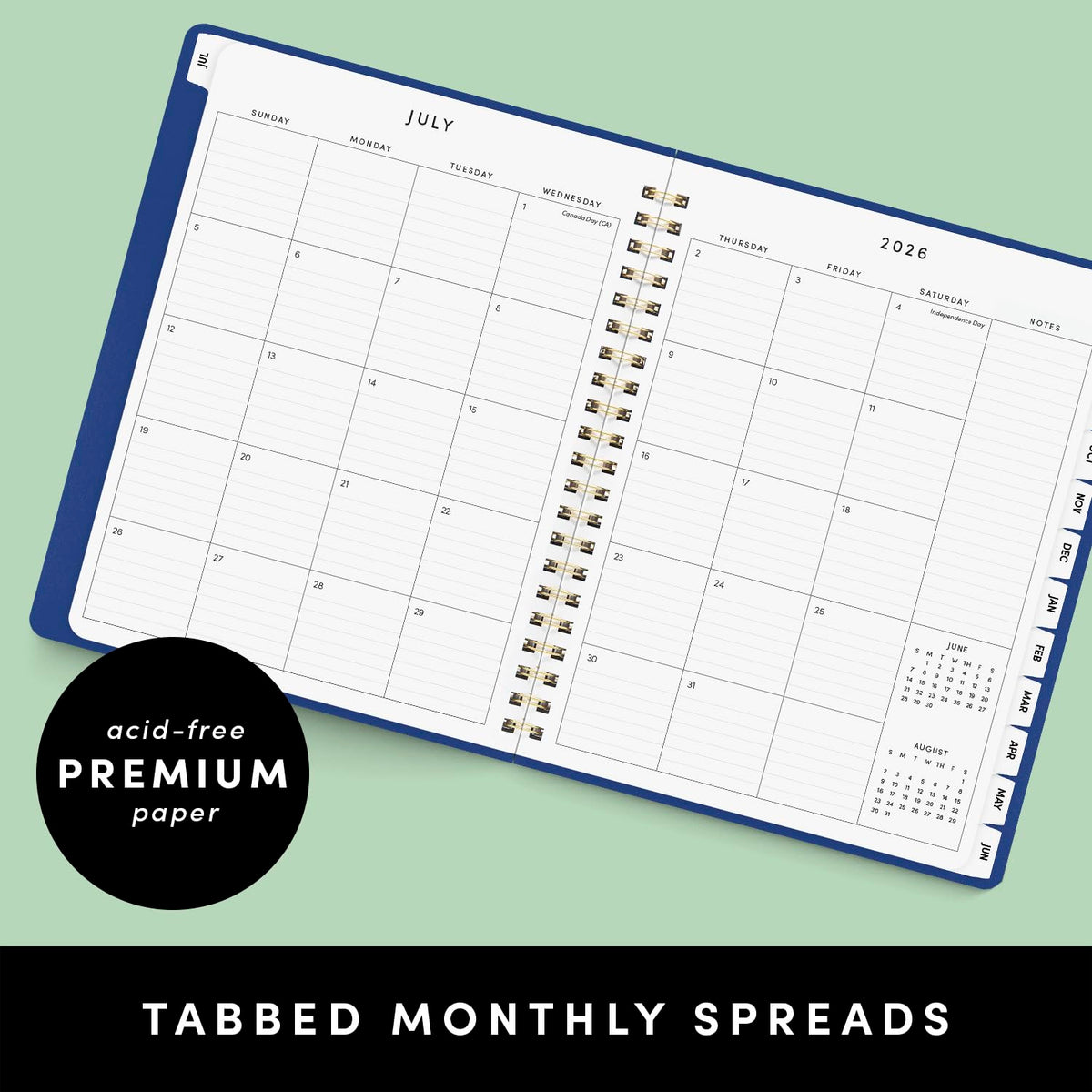 PAPERAGE Academic Planner, Weekly & Monthly Planner & Calendar, 12-Months, July 2026 - June 2027, (9.5" x 11"), School & Student Planning Agenda with Tabs, Bonus Pages & Inner Pocket, Marigold