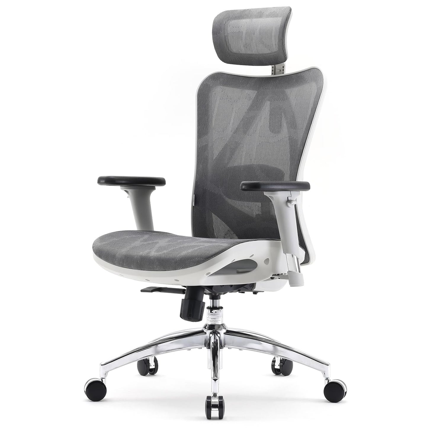 SIHOO M57 Ergonomic Mesh Office Chair, High Back Home Desk Chair with 3D Armrests, Lumbar Support and Adjustable Headrest, Comfortable Computer Chair, Big & Tall Office Chair Hold 330 LBS-Light Grey
