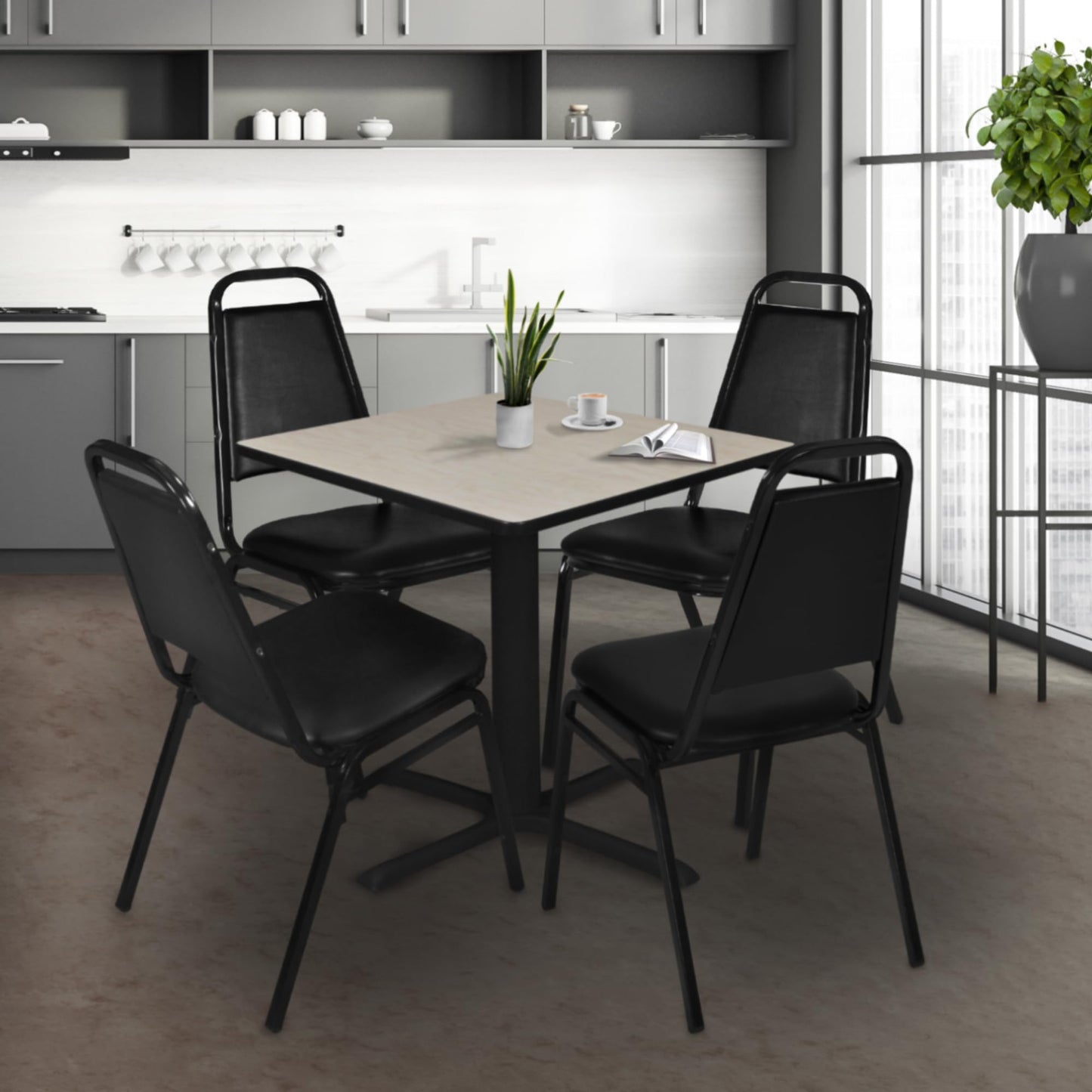 Regency Cain Medium 36 in. Square X-Base Breakroom Table- Maple