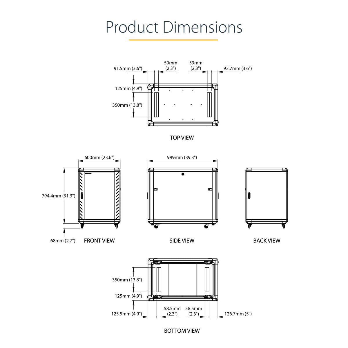 StarTech 15U Enterprise-Grade Server Rack Cabinet, 19in Enclosed 4-Post Rack with 33in (83cm) Mounting Depth and 1764lb (800kg) Weight Capacity