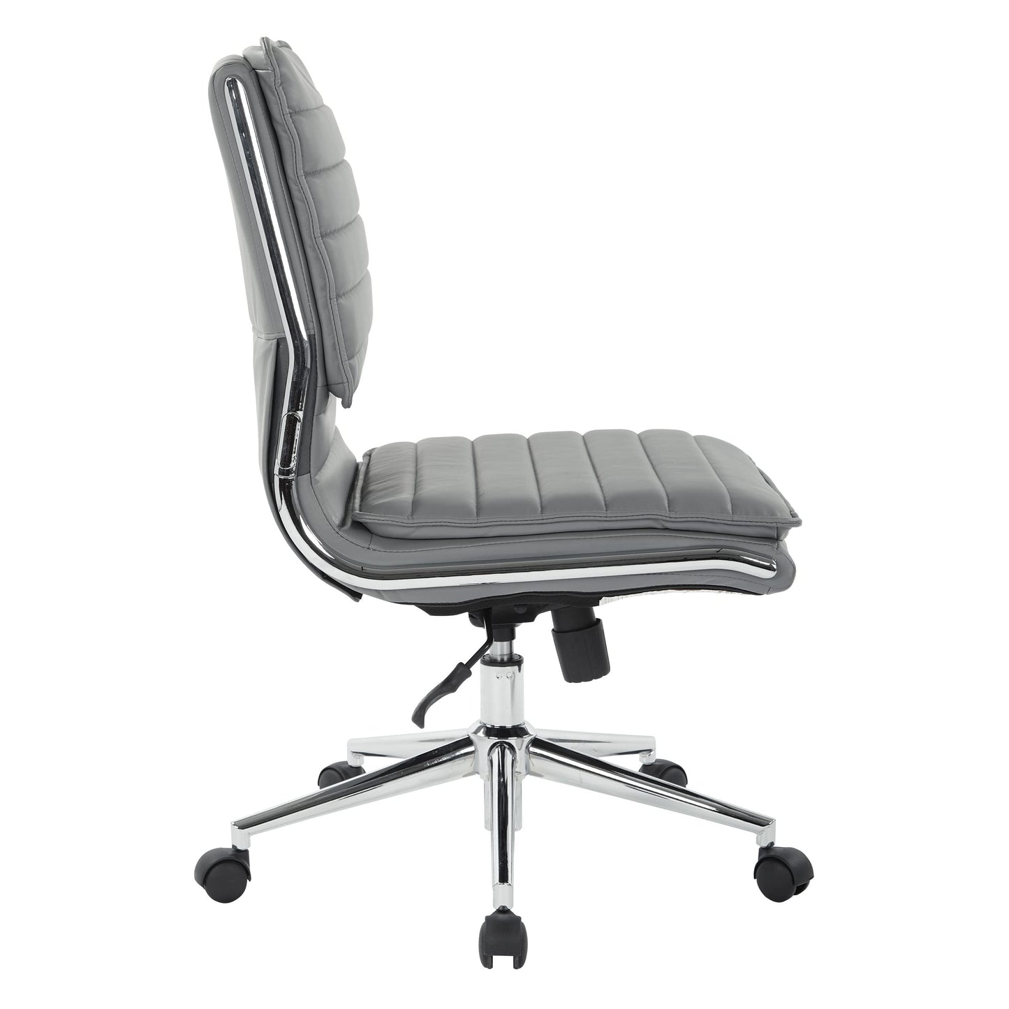 Office Star SPX Professional Ergonomic Ribbed Faux Leather Office Chair with Chrome Base, Mid Back Manager's Chair Without Arms, Charcoal