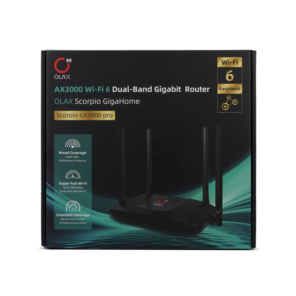 Scorpio Olax GigaHome AX3000 Dual-Band Wi-Fi 6 Router