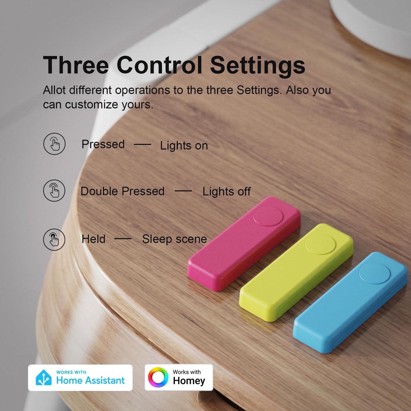 THIRDREALITY ZigBee Smart Button Blue, 3-Way Remote Control, Require Zigbee hub, Work with SmartThings, Aeotec, Hubitat, Home Assistant, Third Reality Hub, Battery Included.