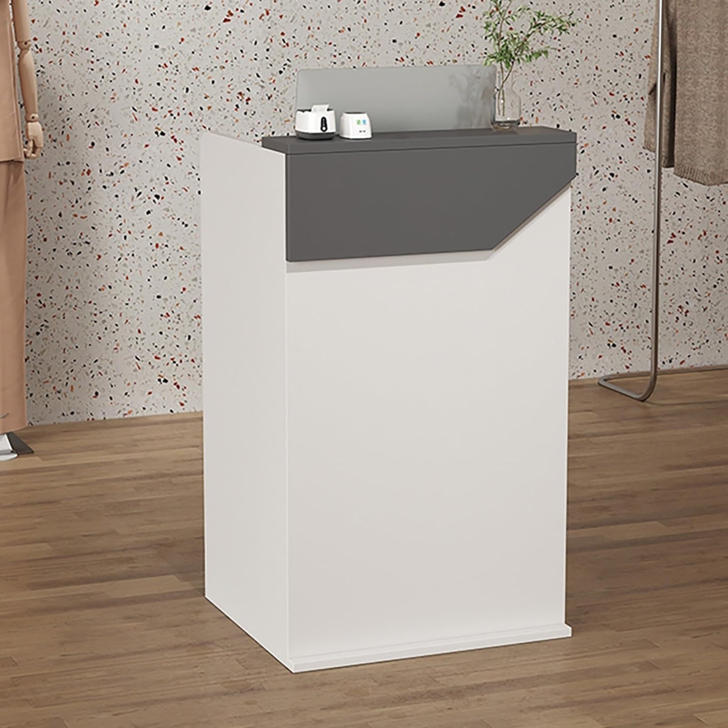 Reception Desk for Spaces with Lockable Drawer, Compact Office Counter Desk Counter Modern Front Lockable Drawers,Modern Stylish Wooden Reception Desk with Counter for Salon Office Boutique