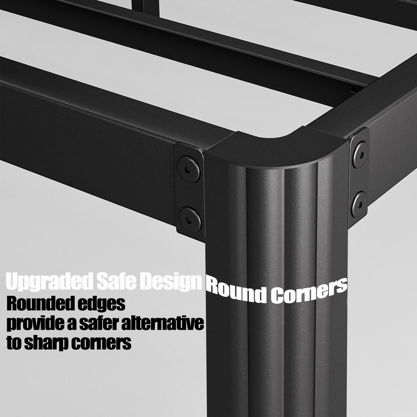 Hunlostten 14in Full Size Bed Frame No Box Spring Needed, Heavy Duty Metal Platform Bed Frame Full with Round Corners, Easy Assembly, Noise Free, Black