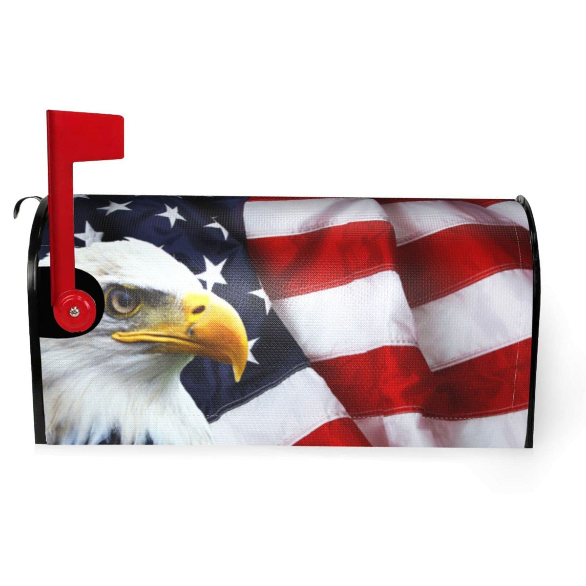 American Flag Bald Eagle Mailbox Cover - Standard Size 18x21 Inch Patriotic Waterproof Wraps for Post Letter Box - Home Garden Yard Decor
