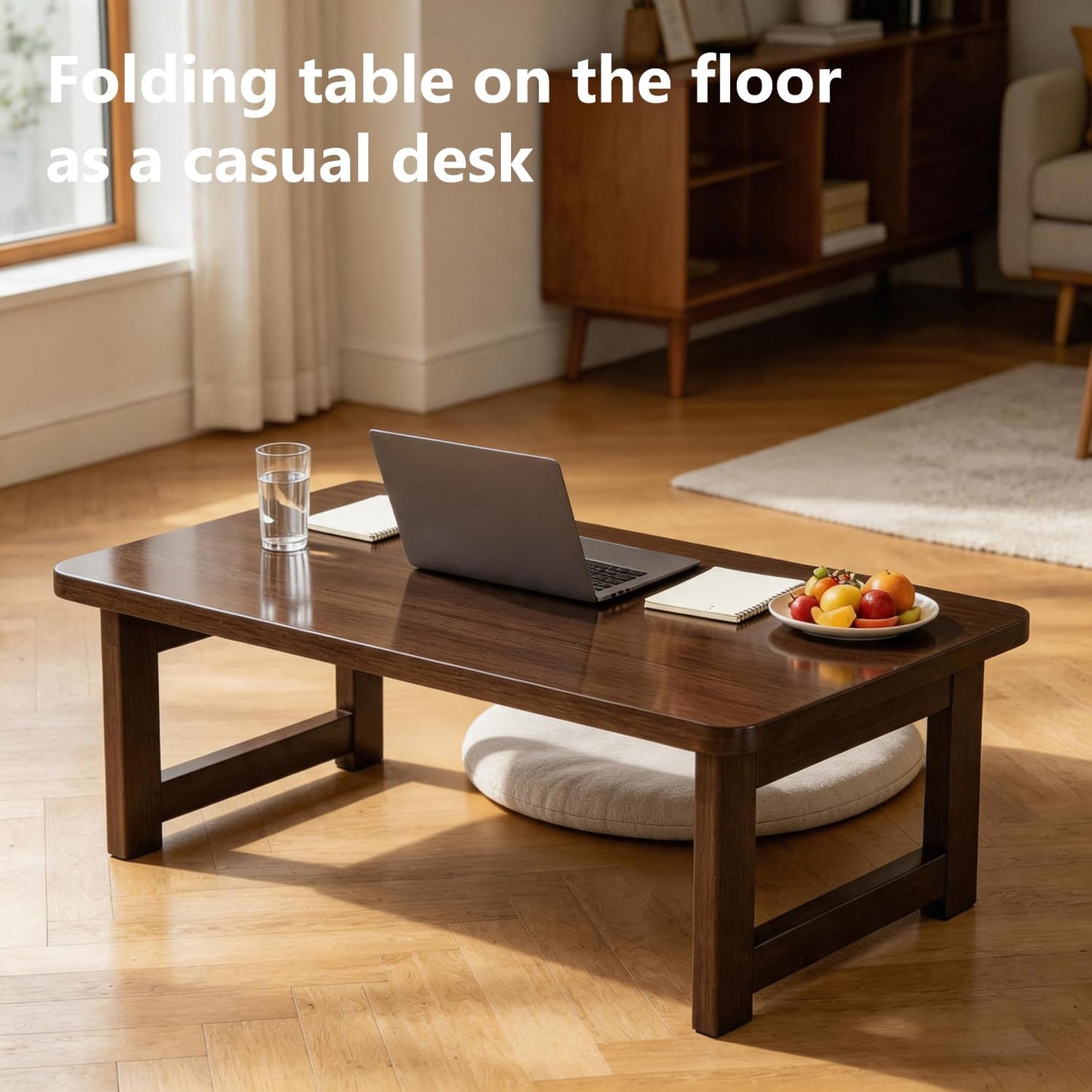 FATOLRD Japanese Floor Table Folding Low Coffee Table No Assembly 31.5 inch