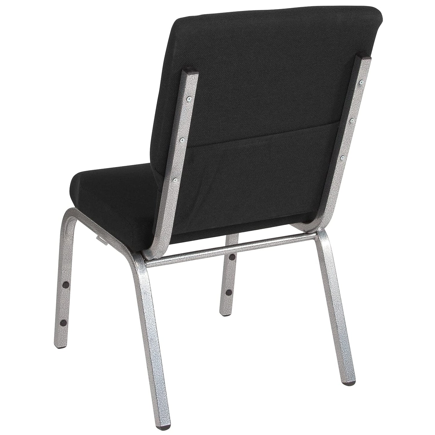 Flash Furniture 4 Pack HERCULES Series 18.5''W Stacking Church Chair in Black Fabric - Silver Vein Frame