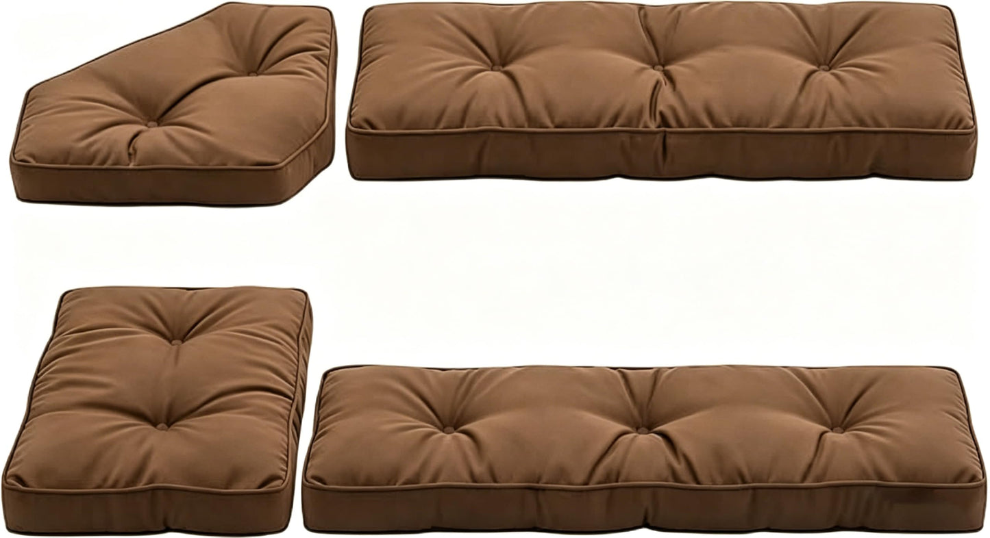 CTLAMK Breakfast Nook Cushions Set of 4, Waterproof Oxford Fabric Kitchen Nooks Cushions, Soft Polyester Filling Cozy Supportive Nooks Cushion, Breakfast Nook Cushion Cozy Dining Area Seating,Brown