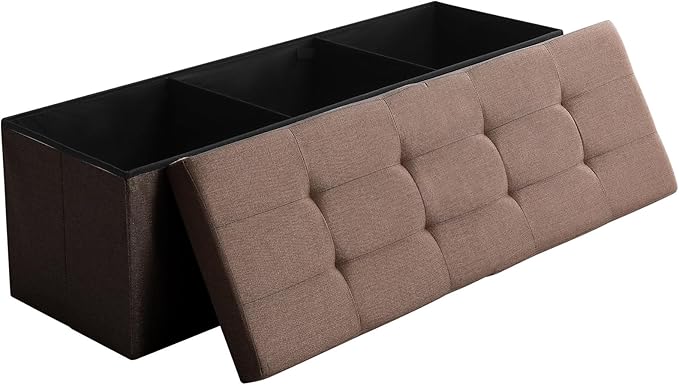45.3 Inches Storage Ottoman Bench Foldable Seat Footrest Shoe Bench End of Bed
