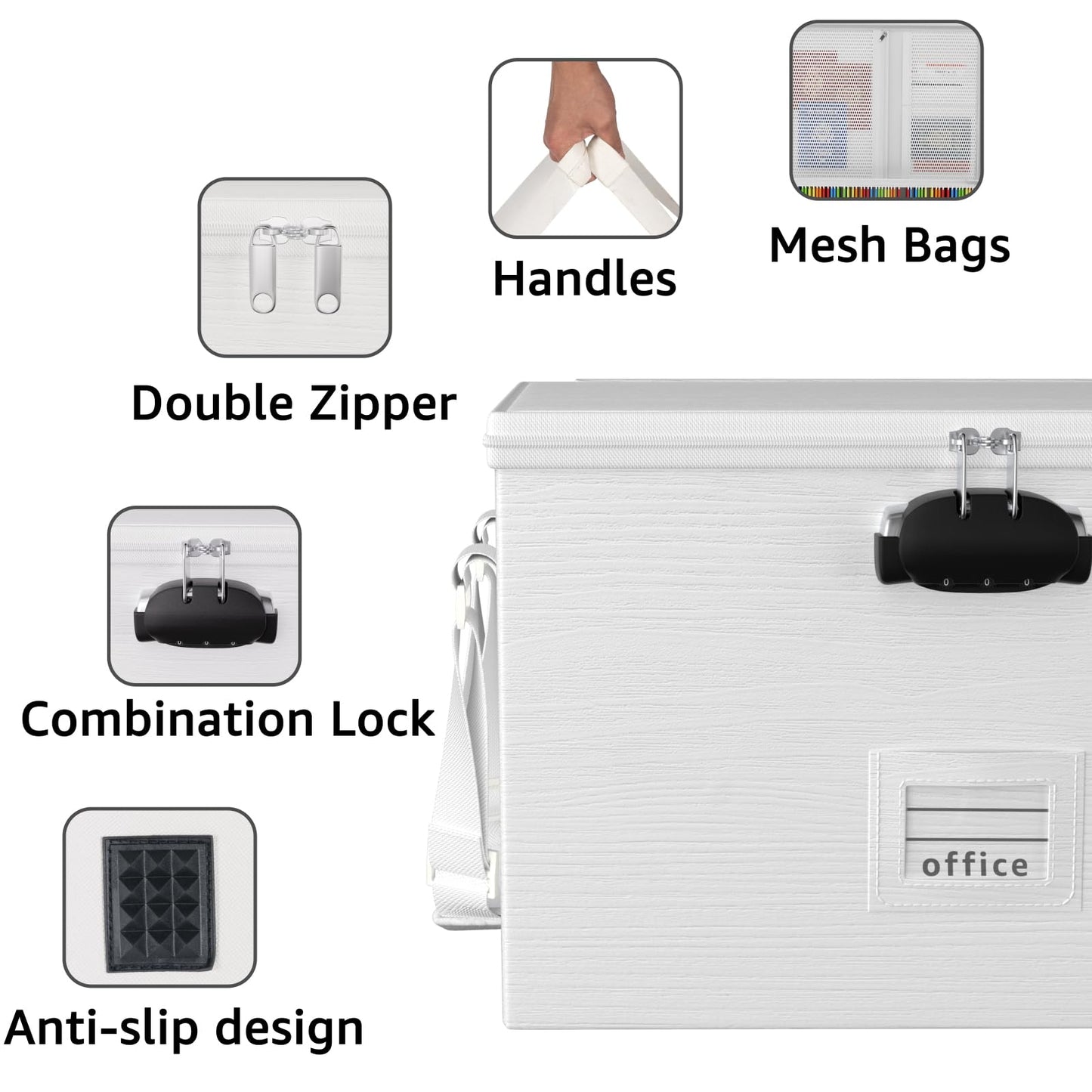 ROSONG Fireproof Document Box File Organizer - Waterproof Locking Filing Portable Storage Box with Handle for Hanging Letter/Legal Folder Important Document