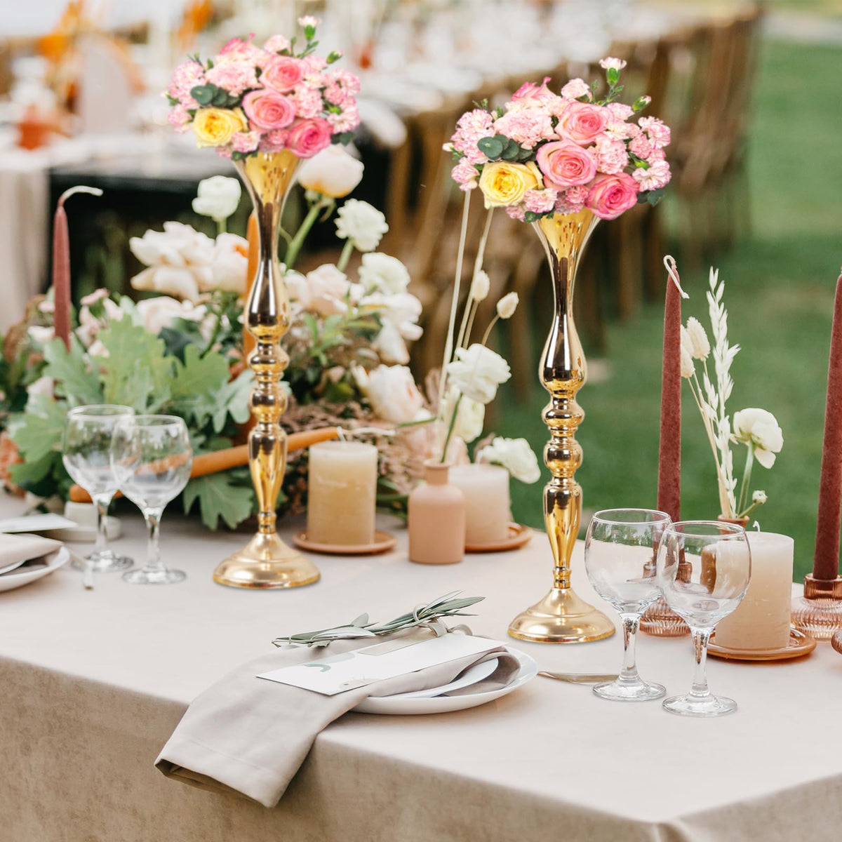 8 Pcs Wedding Flower Stand Metal Flower Centerpieces Stand for Table Hyuetrsa 20 Inch Tall Wedding Flower Vase Centerpieces for Reception Flower Arrangement Candle Holder Party Dinner Home Décor