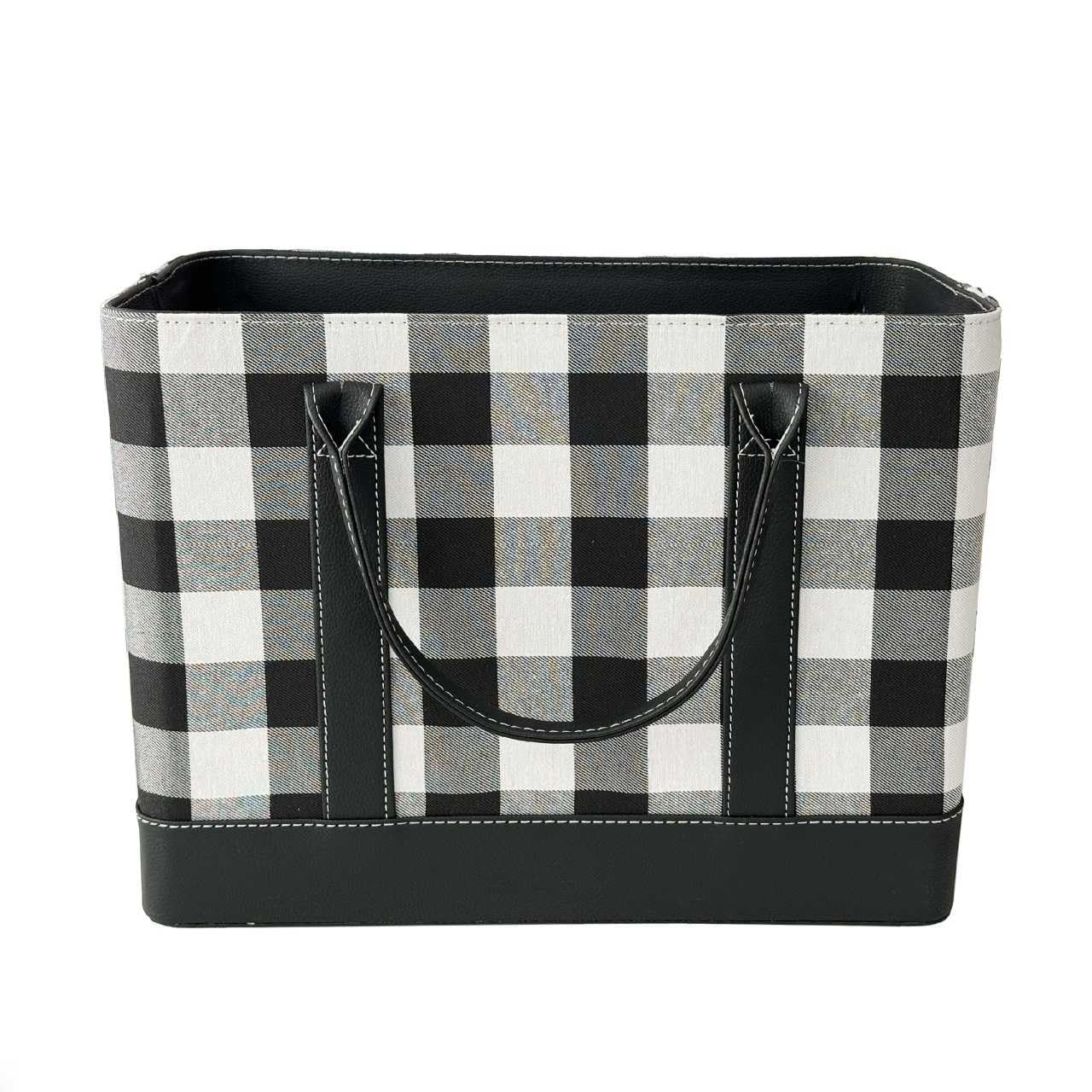 Trenton Gifts File Organizer Tote | Stylish Way To Keep Organized | Black/White Plaid