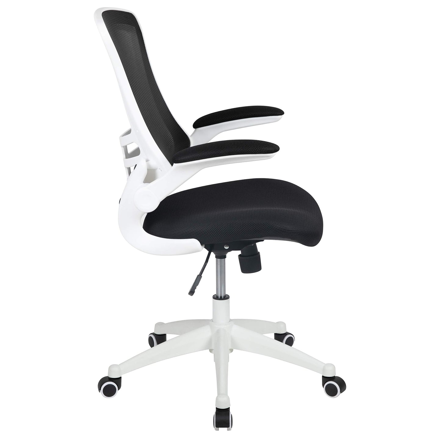 Flash Furniture Kelista Office Chair, Ergonomic, Mid-Back, White Frame, Black Mesh with Swivel