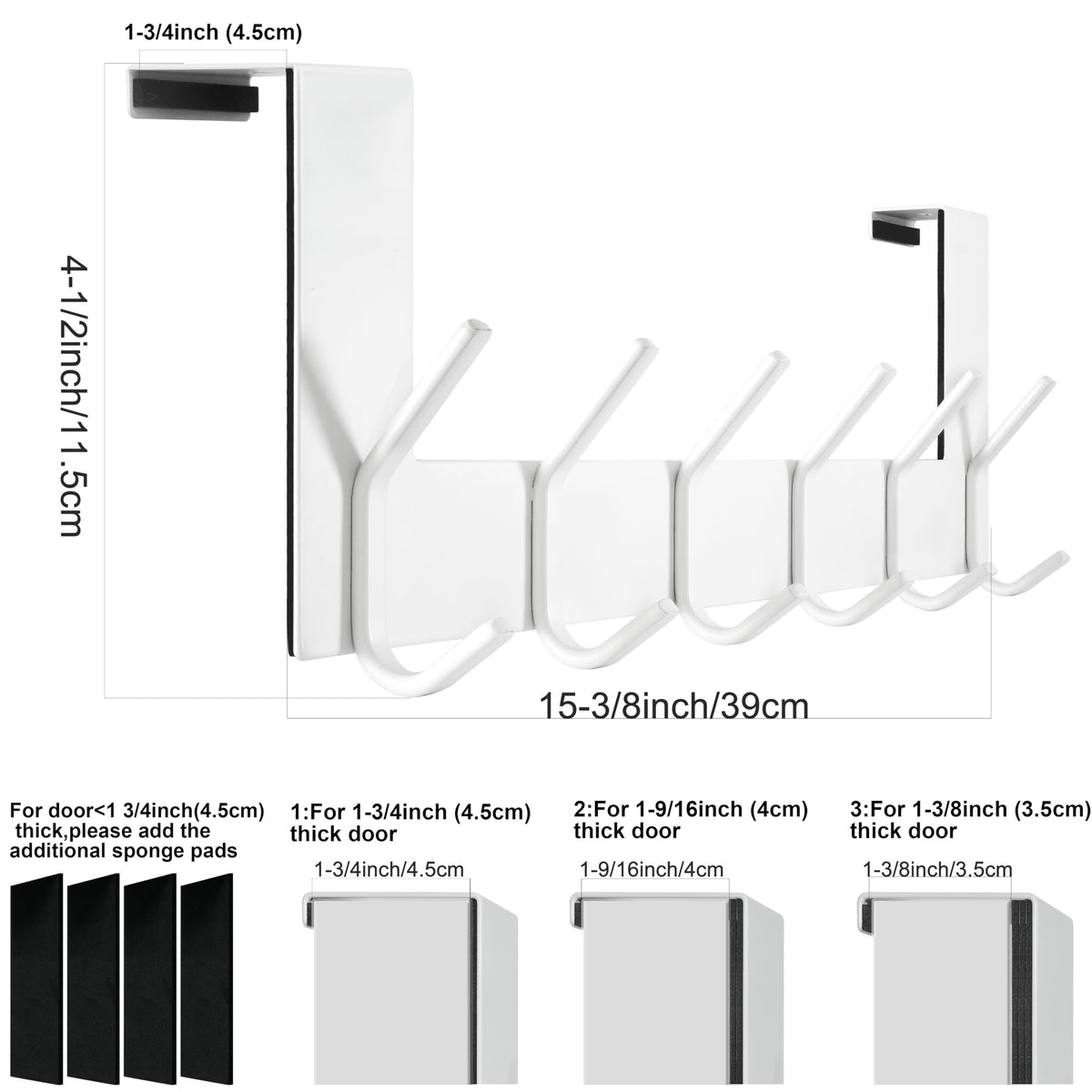 WEBI Over the Door Hooks,Over Door Towel Rack,Door Hanger,Door Coat Hanger,Over the Door Coat Rack,Door Hooks for Hanging Clothes,Back of Door,White
