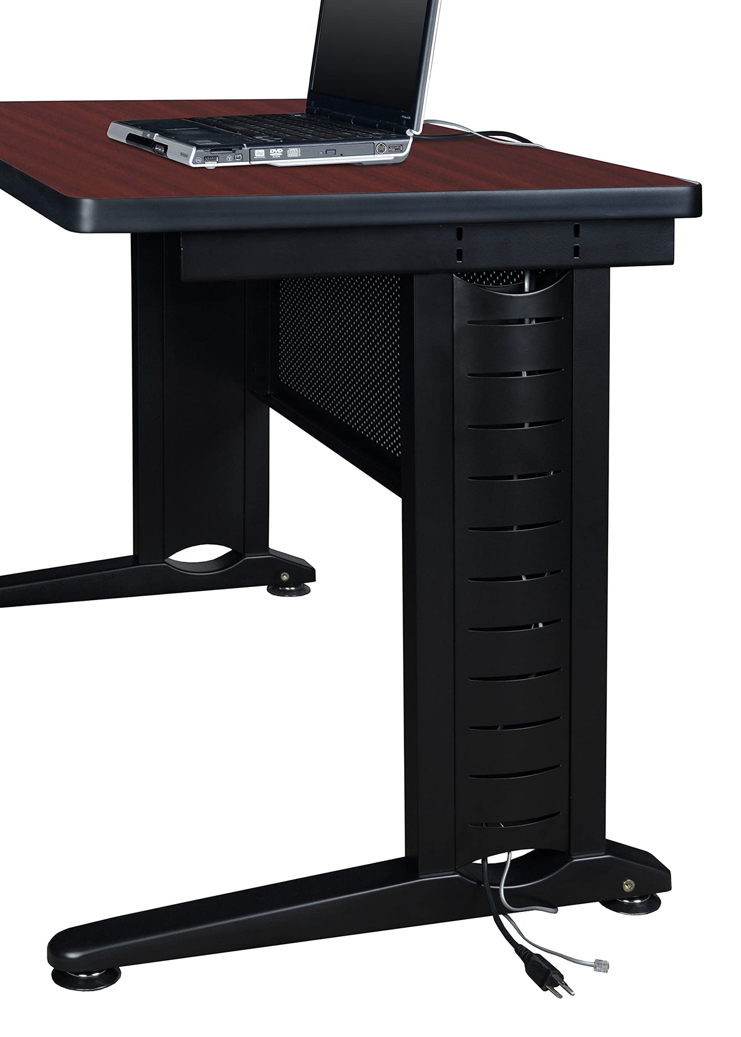 Regency Fusion 66 x 24 in. Teachers Desk with Double Pedestal Drawer Unit- Mahogany