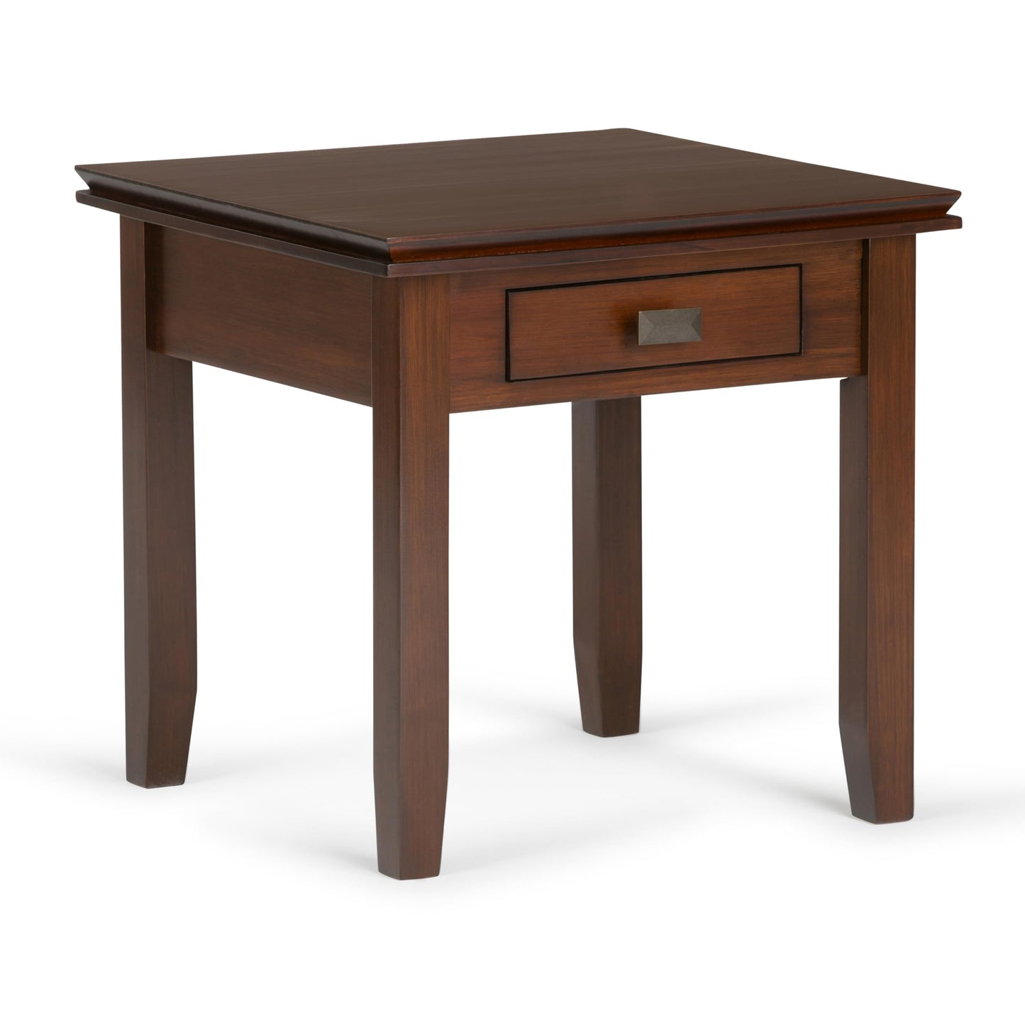 SIMPLIHOME Artisan End Table - 21 inch Wide Solid Wood Square Side Table with Drawer in Russet Brown, Transitional Nightstand or Lamp Stand for Living Room, Bedroom, or Entryway with Tapered Legs