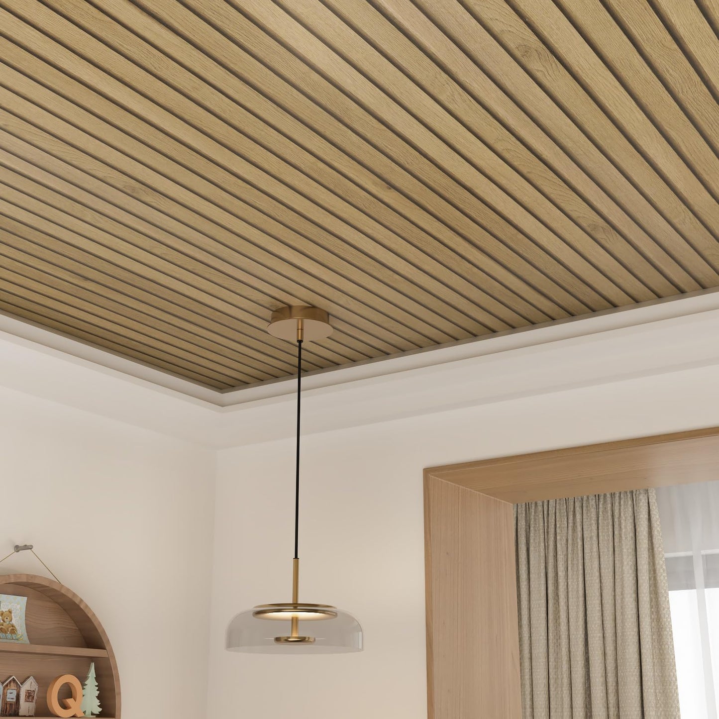 Livelynine Slats Wood Wallpaper Peel and Stick Removable Natural Wood Contact Paper Peel & Stick Accent Wall Vinyl Beadboard Paneling Faux Wood Slat Wall Panel Wallpaper for Bedroom Bathroom 15.8x78.8
