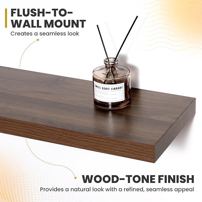 Acovy 24 Inch Floating Shelves, 9.3" Deep Floating Shelf Wall Mounted, Rustic