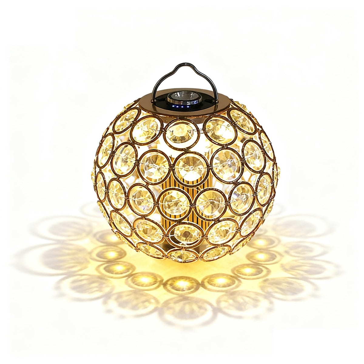 Crystal Orb Camping Light with Etched Glass - 300LM Romantic Projection Light, 3-in-1 Portable Lantern for Desk, Floor & Hanging, Rechargeable, Warm White Light, IPX4, Ideal for Bedroom, Camping Gifts