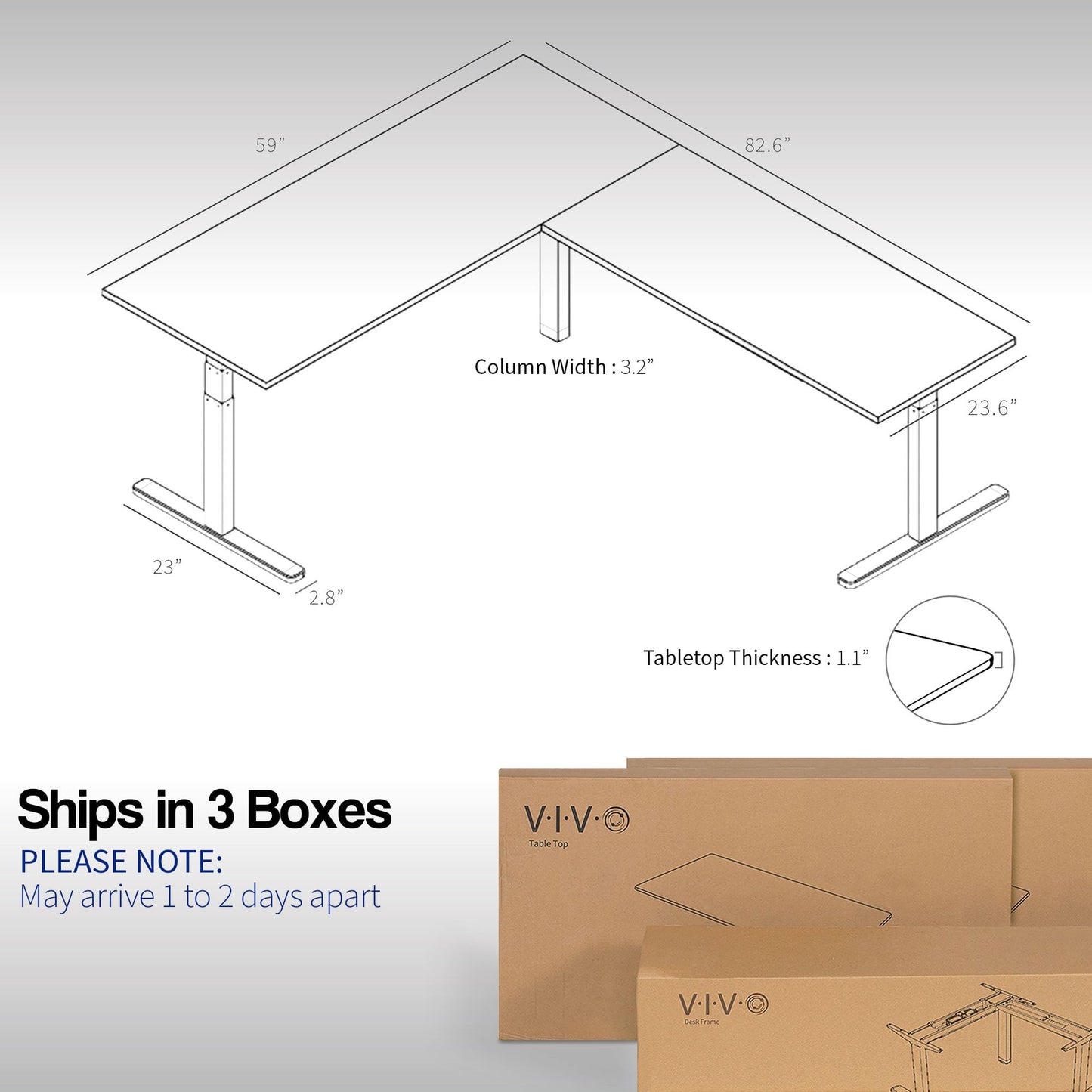 VIVO Electric Height Adjustable 83 x 60 inch Corner Stand Up Desk, 2 Dark Walnut Solid Table Tops, White Frame, Memory Controller, L-Shaped Workstation, 3E Series, DESK-KIT-3E8WD