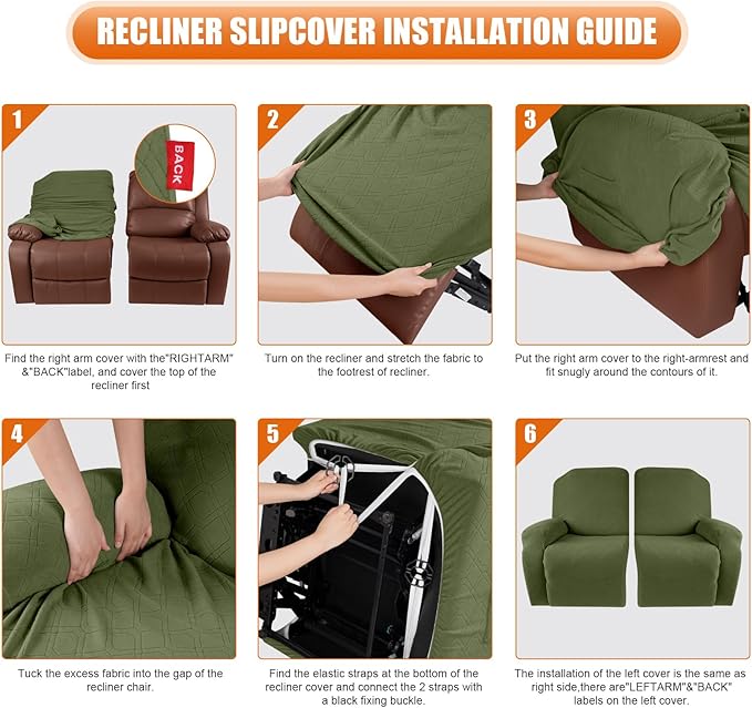 VANSOFY Loveseat Recliner Covers, 2-Pieces Stretch Reclining Couch Cover