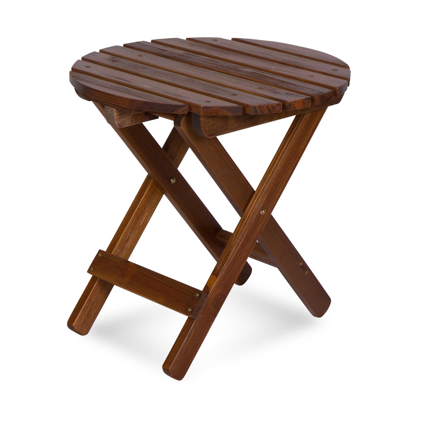 Shine Company Round Wooden Folding Solid Wood Side Table, Outdoor Adirondack Small Patio Table, Oak