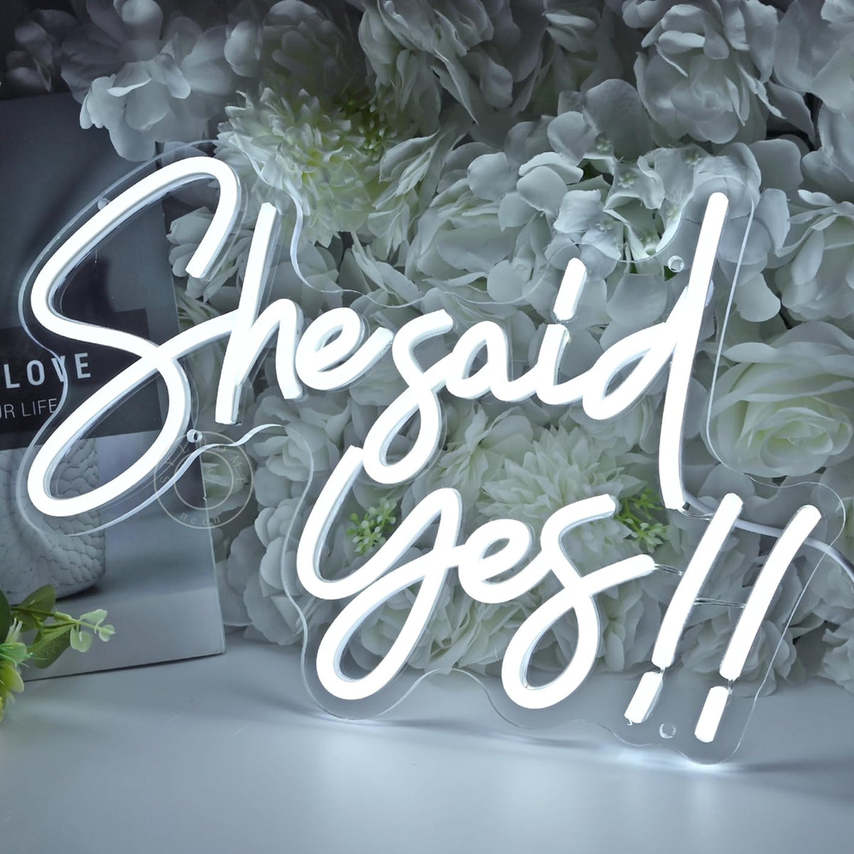 SYLHOME She Said Yes !! Led Neon Light Up Sign Propose Engagement Marry Me Wedding Party Wall Decor Sign Bachelorette Bridal Shower Party Bedroom Sign 15.8"X10.2" USB Cold White
