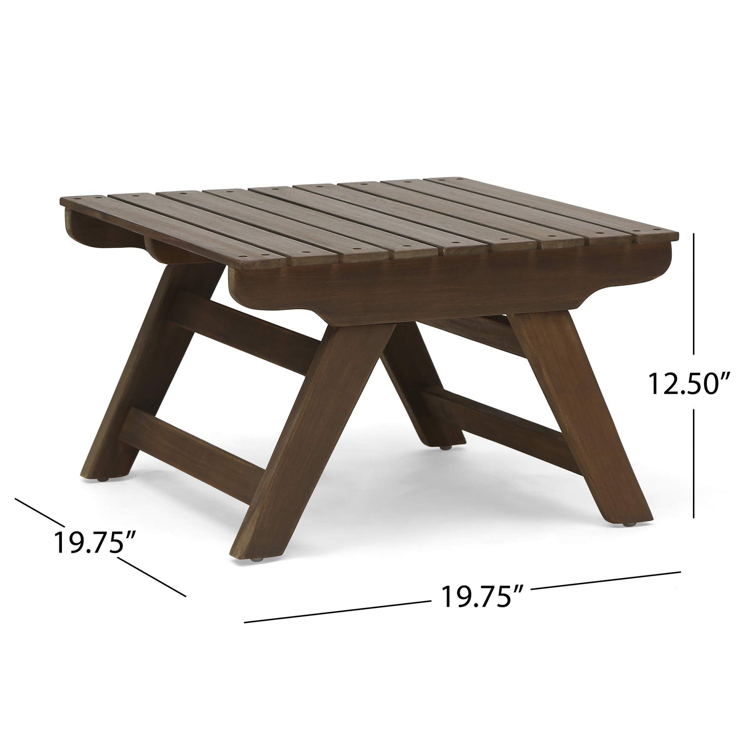 Great Deal Furniture Kailee Outdoor Wooden Side Table, Gray Finish