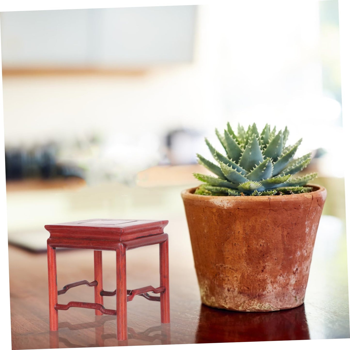 PRETYZOOM Handcrafted Flower Pot Base for Indoor Plants Office Bonsai Adornment Base Plant Stand