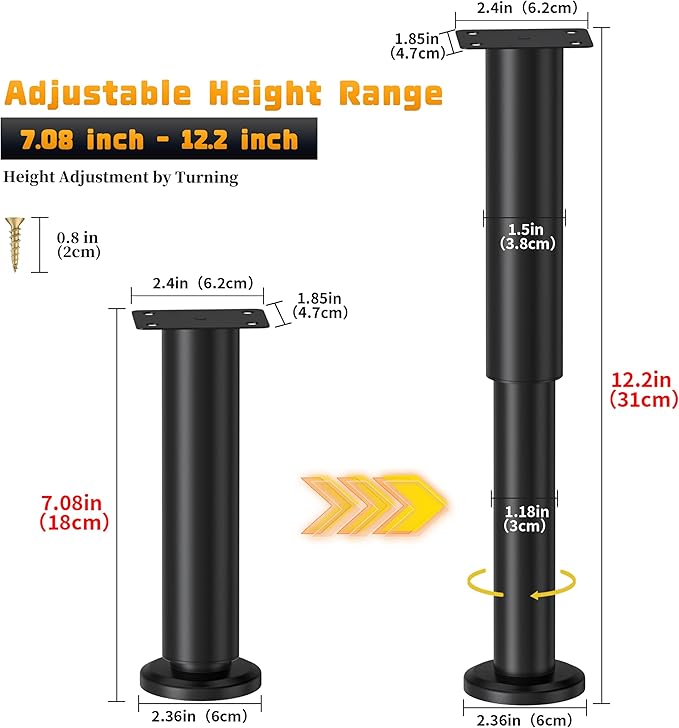Wlrrcwdttc 6 Pcs Adjustable Height Bed Support Legs
