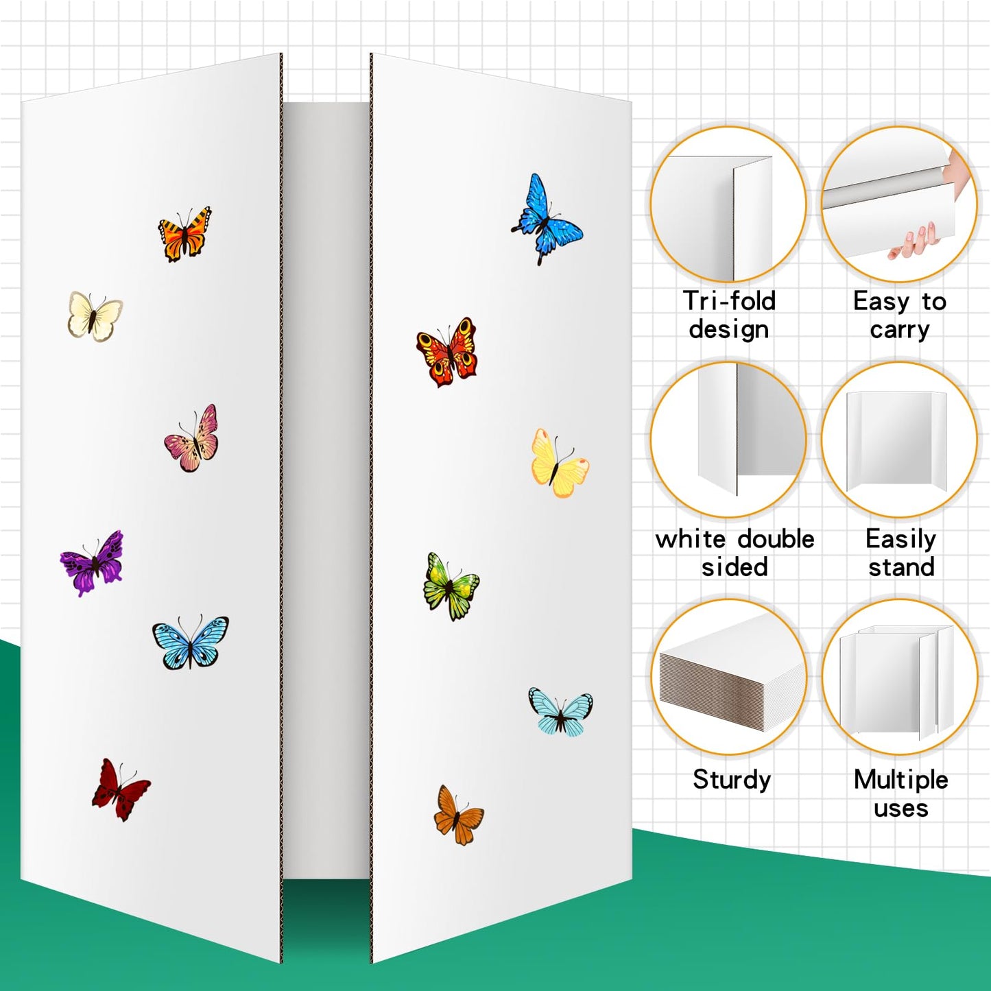 6 Pack Trifold Poster Board 48" X 36", IKAYAS Double Sided White Tri-fold Poster Boards, Science Fair Display Boards Posterboard for Mounting, Art, Display, Projects Classroom Supplies