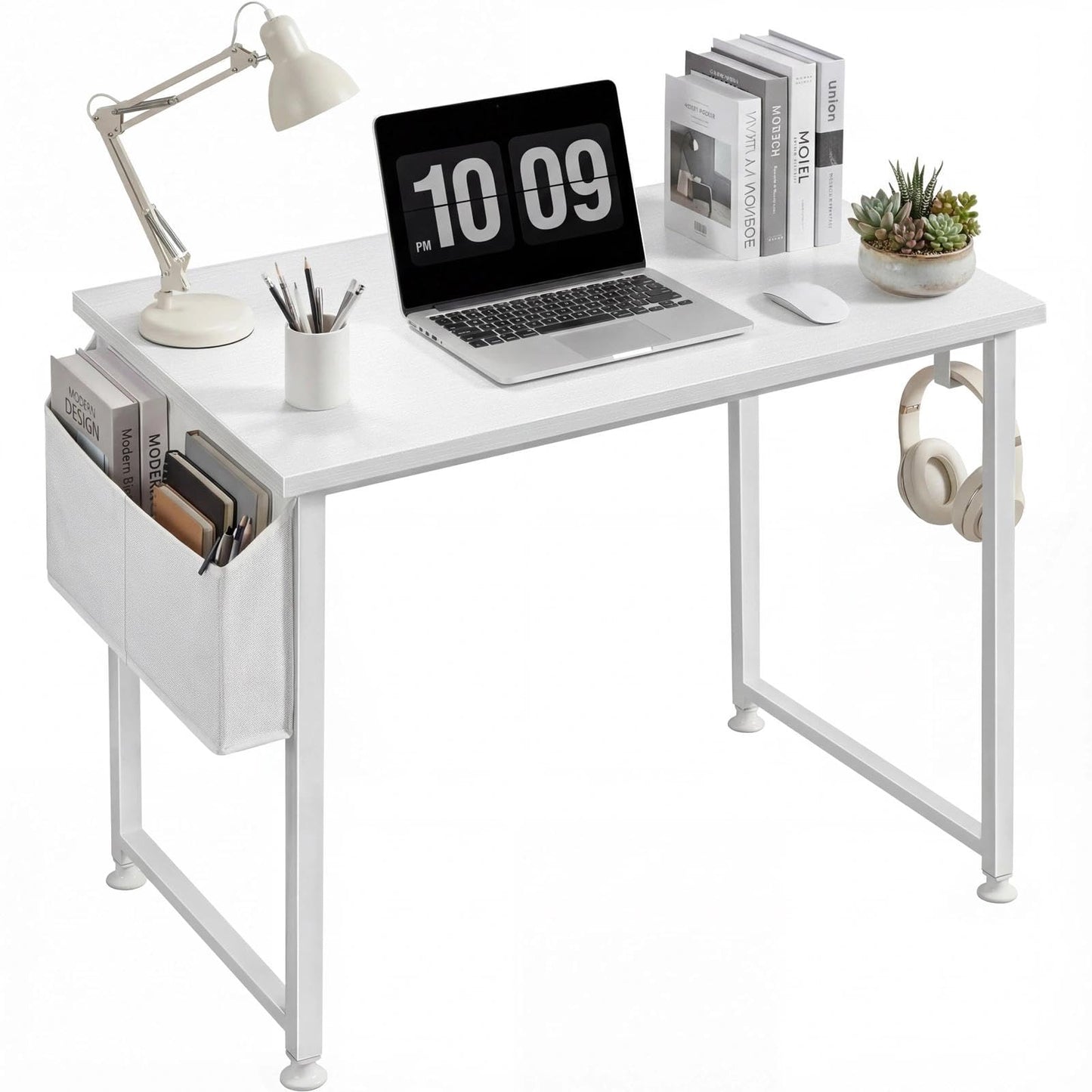 Lufeiya White Small Desk for Bedroom - Student Kids Study Writing Table for Home Office Bedroom Small Spaces 32 Inch Modern Mini Laptop PC Computer Desks, White