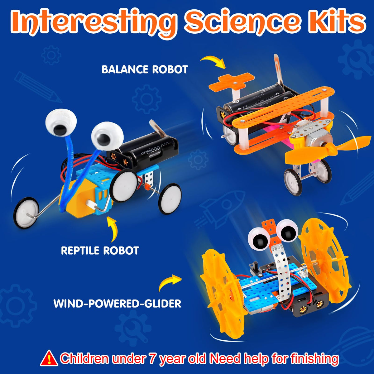 STEM Robotics Kit 6 Set Science Experiments Project Activities Toys for Kids 4-8 8-12 Engineering Building Electronic Motor Robot Kid Craft Boy Girl 5 6 7 8 9 10 12 Year Old Outdoor Toy