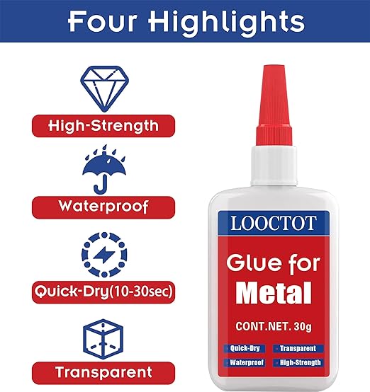 LOOCTOT 30g Metal Glue, Small Piece Metal Repair, Super Instant Glue Bonding