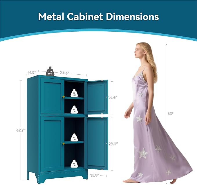 Bevivog Bathroom Floor Storage Cabinet, Metal Accent Cabinets