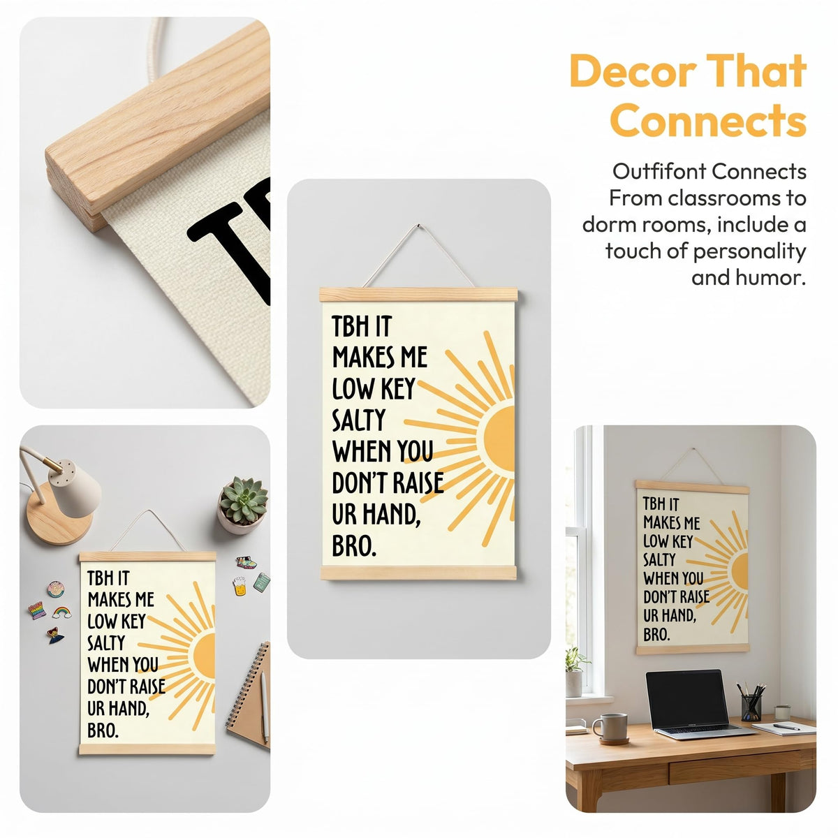 CVDGUFY Humorous Classroom Interaction Wooden Wall Art (Gen Z Slang Edition) - Motivational and Inspirational Decor for Office, Classroom, and Dorm | 30x40cm Canvas Print