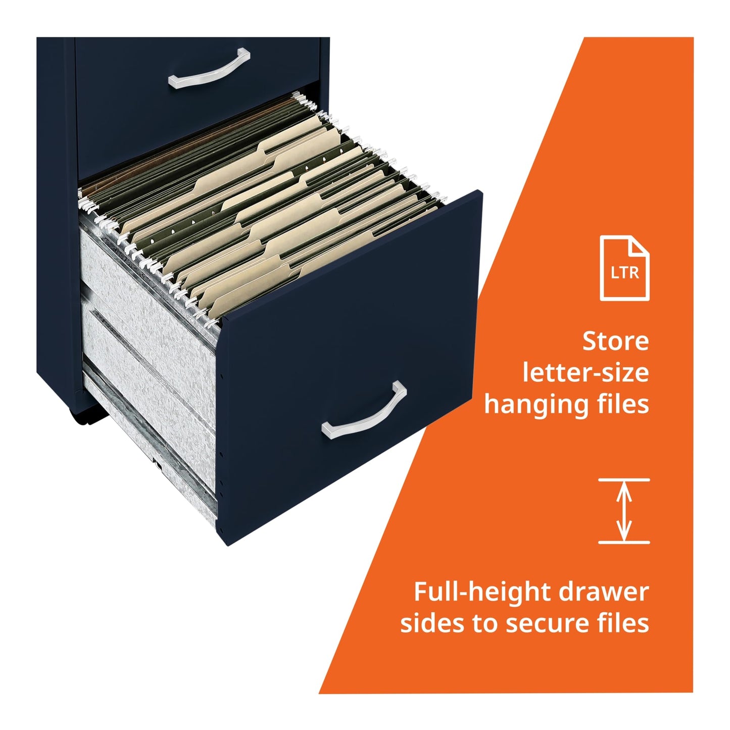 Lorell LYS SOHO Box/File/File Mobile Navy File Cabinet, 3 Drawer