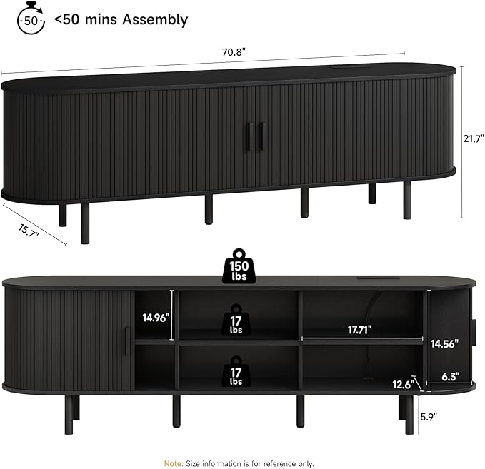 ONBRILL 70.8" TV Stand with Power Outlet
