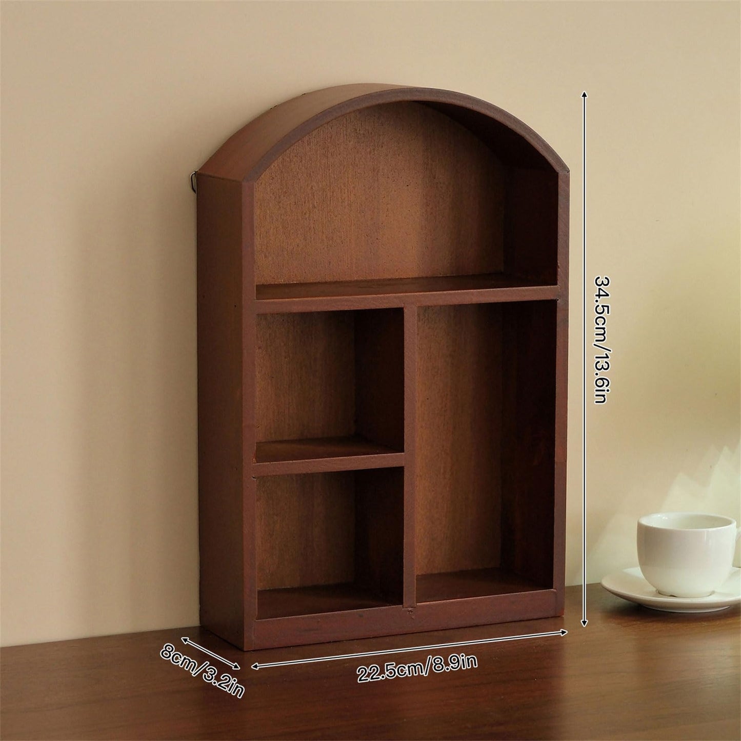 CAZSTYK Contemporary Wooden Desktop Storage Cabinet Glass Front Panel Multipurpose Home Decor Open Shelf Storage Box Wooden Desktop Planner