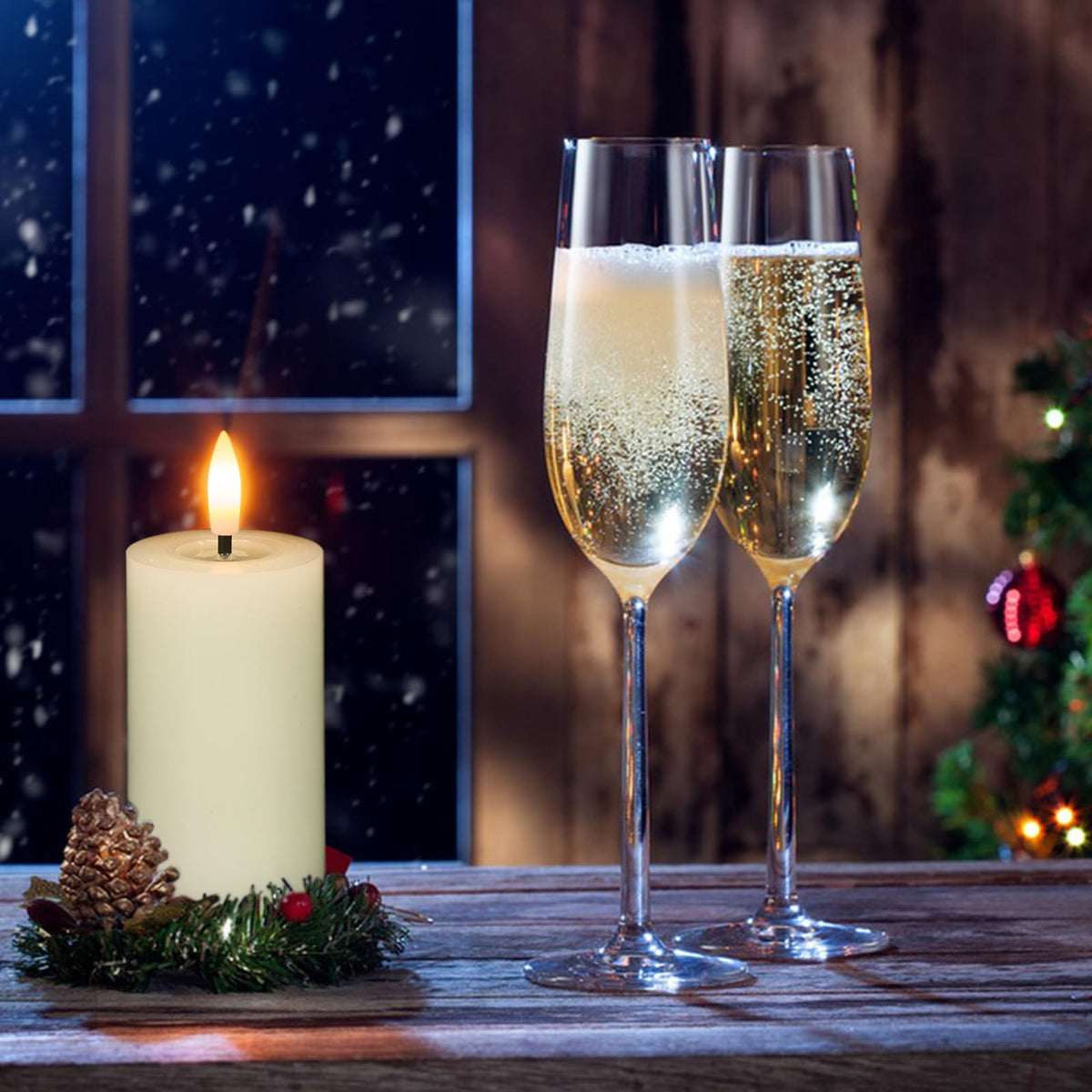 KunSwenn Flameless Candles with Remote Timer, 6 PCS Real Wax LED Votive Battery Operated Candles with 3D Flame, Flickering Pillar Candles for Christmas Home Decororations(Ivory, 4.5” x 1.9”)