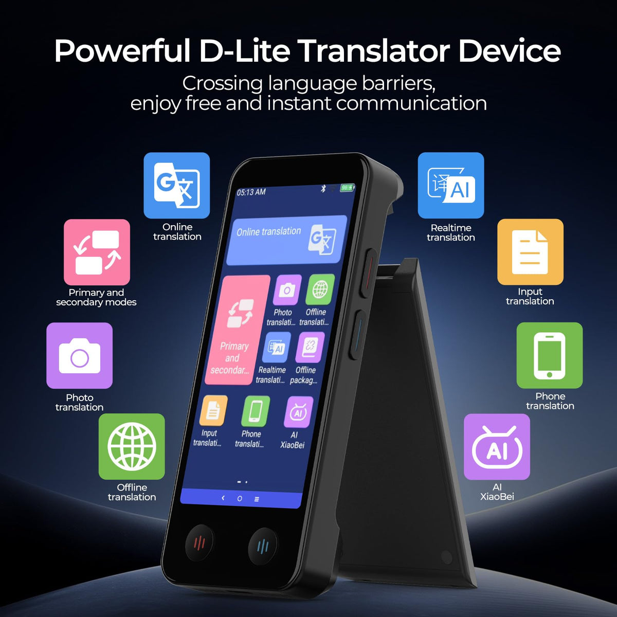 iTour Detachable Language Translator Device, Upgraded Instant Voice Translator, Real Time Dual Screen AI Translator with 139 Languages, Online & Offline & Photo & Group Chat & Text Translation