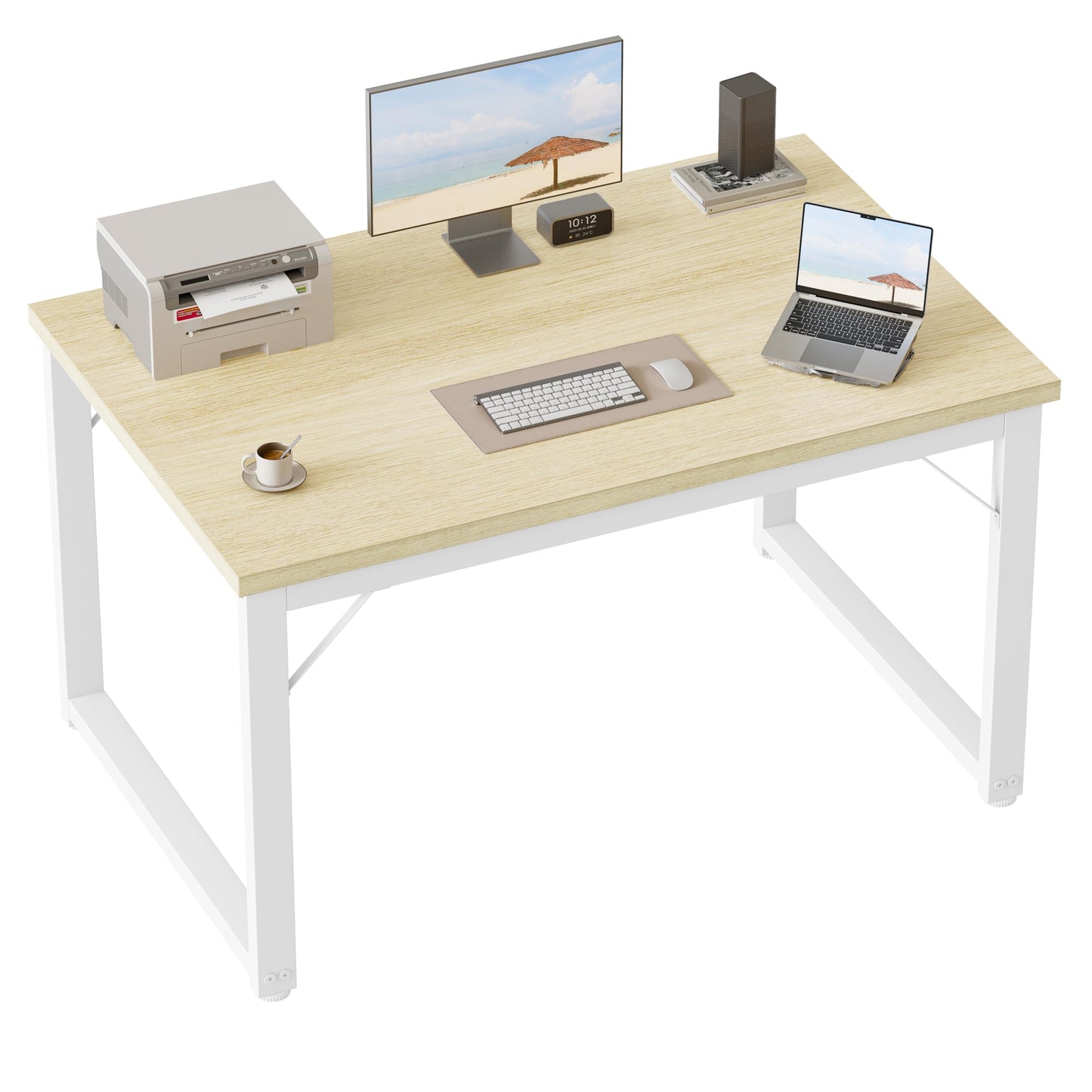 Mericonia 40 Inch Computer Desk, 1" Thick Modern Simple Study Writing Table, Heavy Duty Industrial Office Desk for Home Bedroom Workstation, Oak