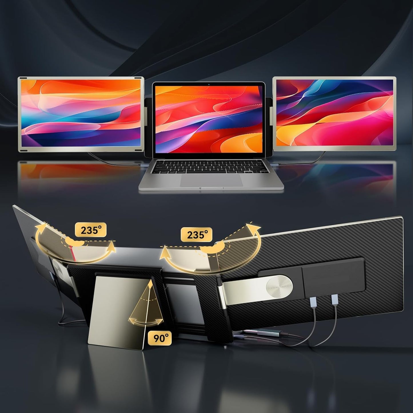 Teamgee 15.6" Laptop Screen Extender | Portable Monitor for 13-17” Mac/Windows Laptops | 120% sRGB FHD, Metal Stand, 235° Rotation, Ideal for Hybrid Work